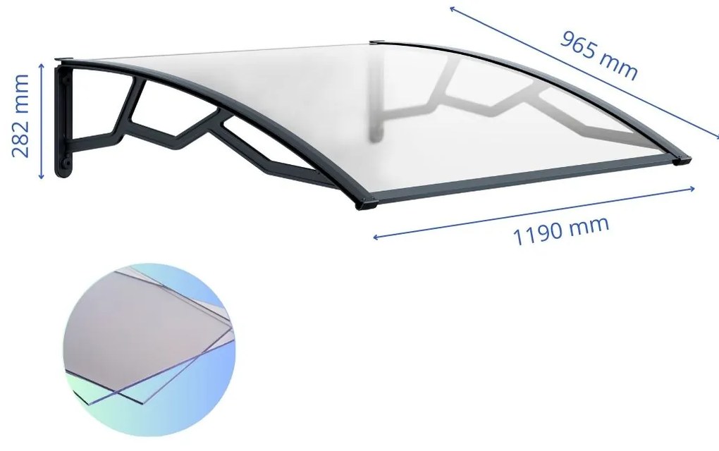 ARTPLAST Vchodová strieška 100x120cm, číra