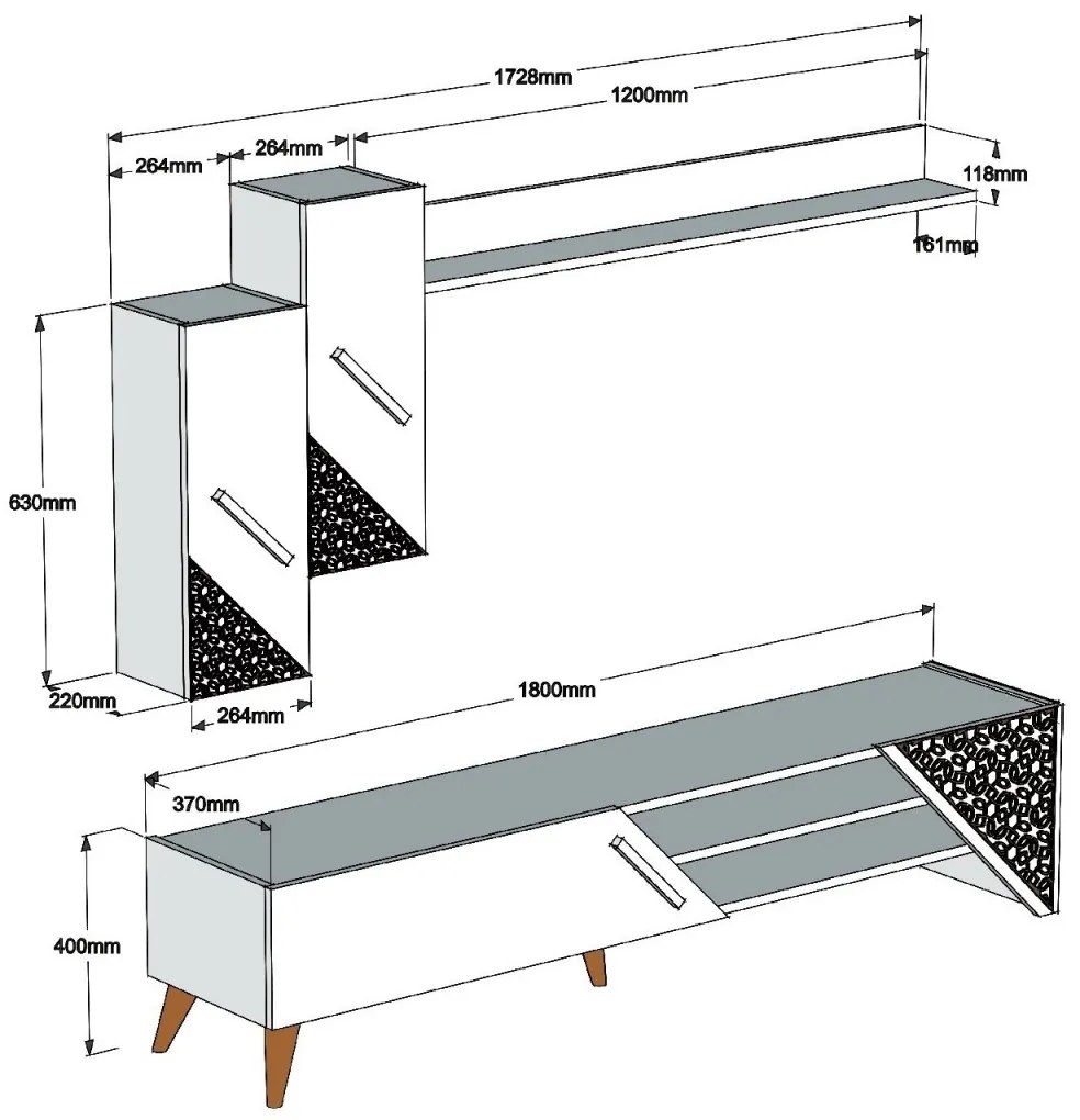 Obývacia stena Beril 180 cm tmavohnedá