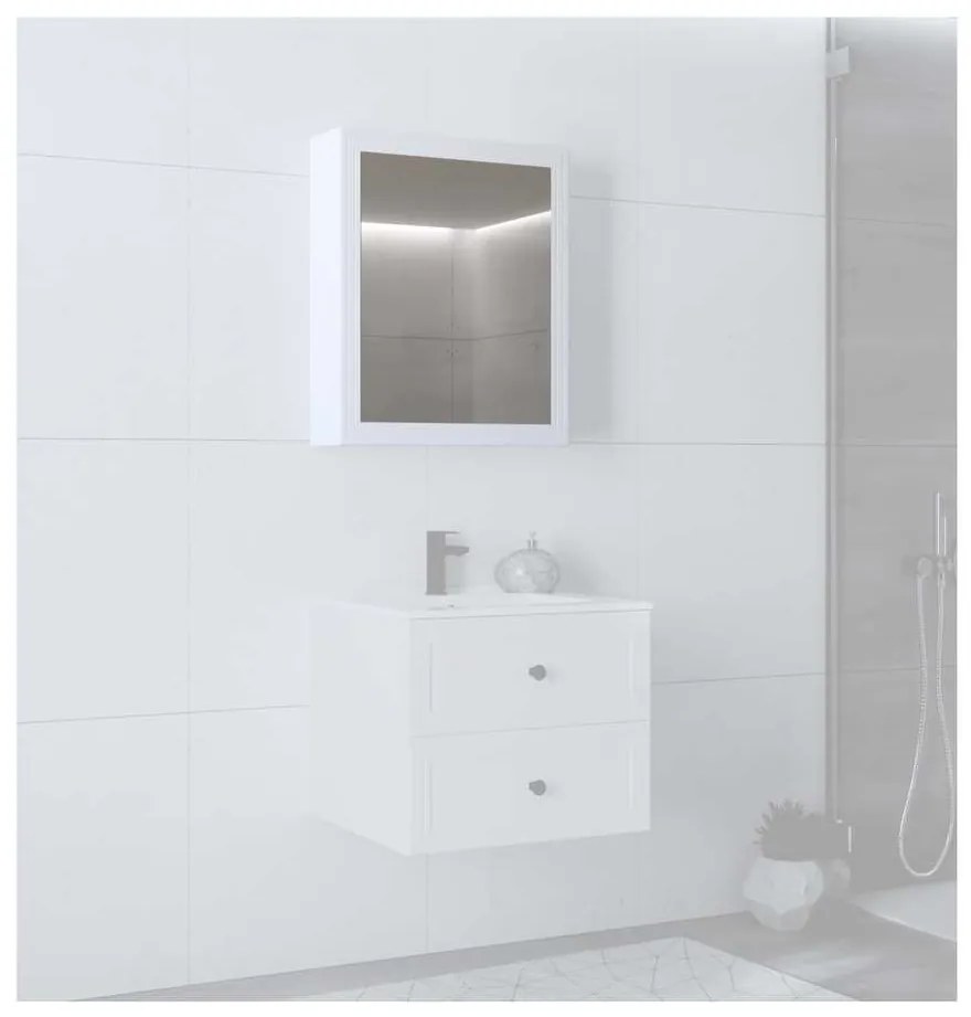 Závesná zrkadlová skrinka Bondi 60 cm, biela