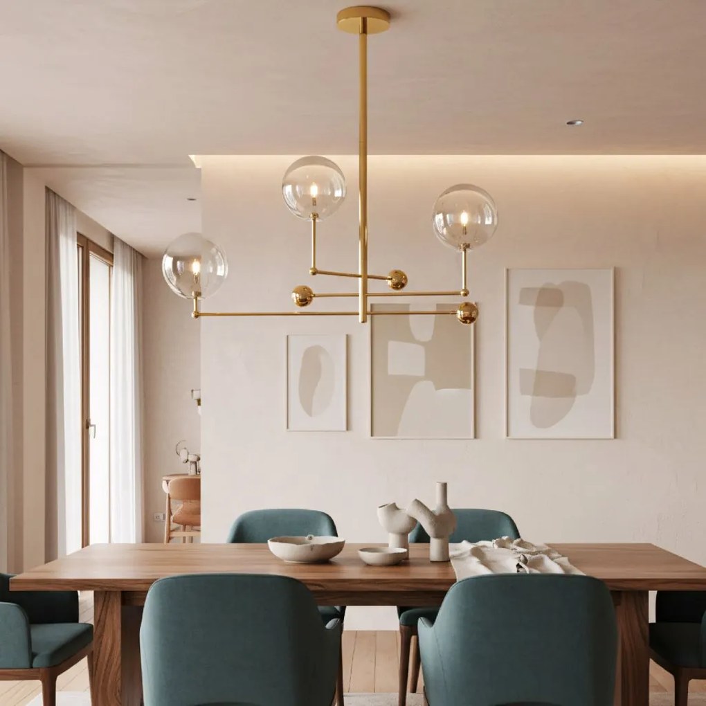 Toolight Toolight, Závesná lampa sklenené gule 3 ks APP918-3CP, zlatá, OSW-03230