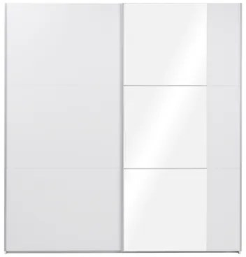 Skriňa s posuvnými dverami biela BASTIA 200 so zrkadlom