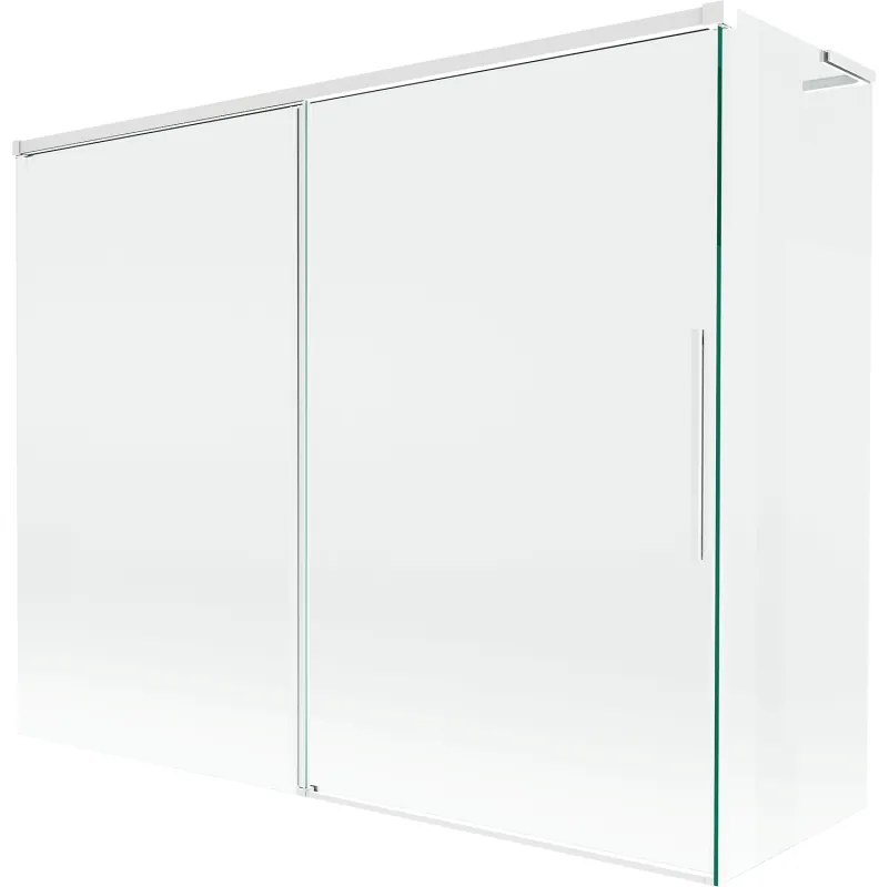 Mexen Rox, L posuvná 2-krídlová vaňová zástena 190 + 90 x 150 cm, 8mm číre sklo, biely profil, 8C9L-190-090-20-00
