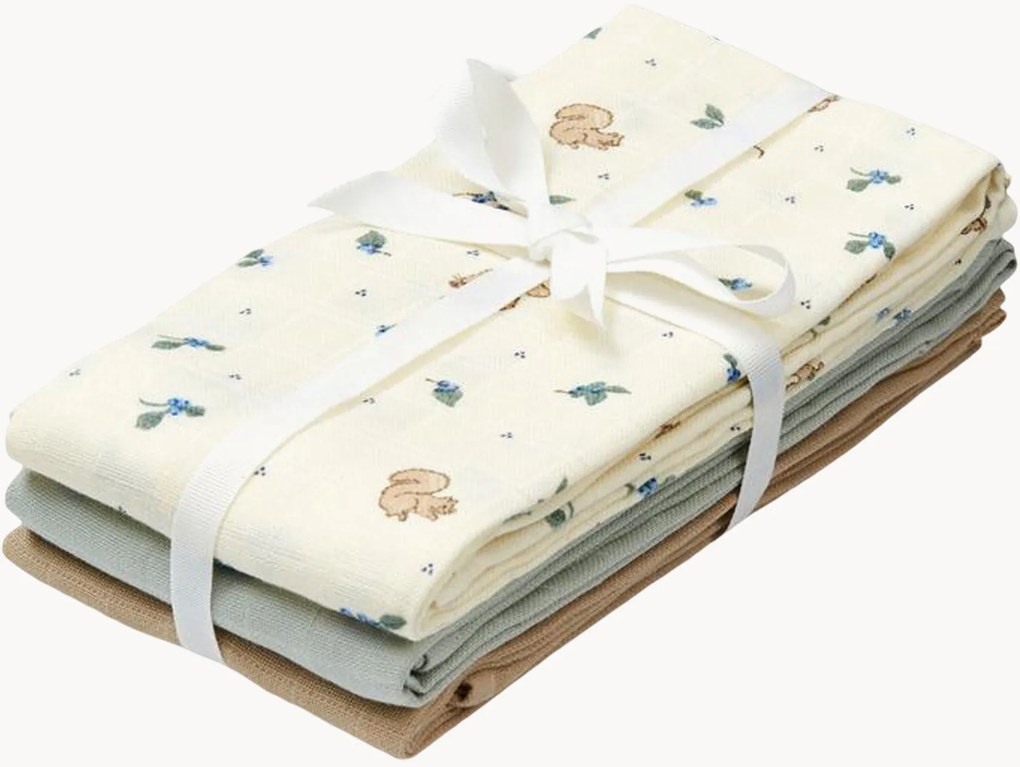 Mušelínové ručníky z organickej bavlny Blueberries, 3 ks