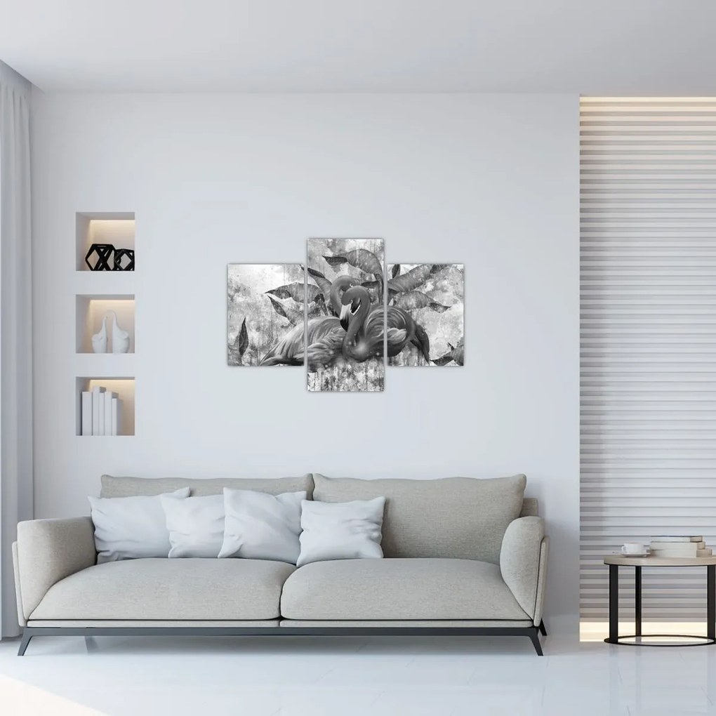Obraz - Plameniaky graffiti (90x60 cm)