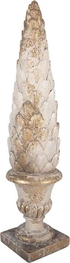 Béžová antik dekoratívna šiška v kvetináči Clayre & Eef – Ø 14*60 cm