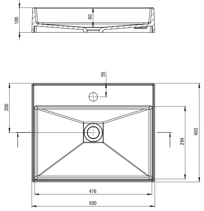 Deante Correo, granitové umývadlo na dosku 500x400x125 mm, čierna matná, DEA-CQR_NU5S