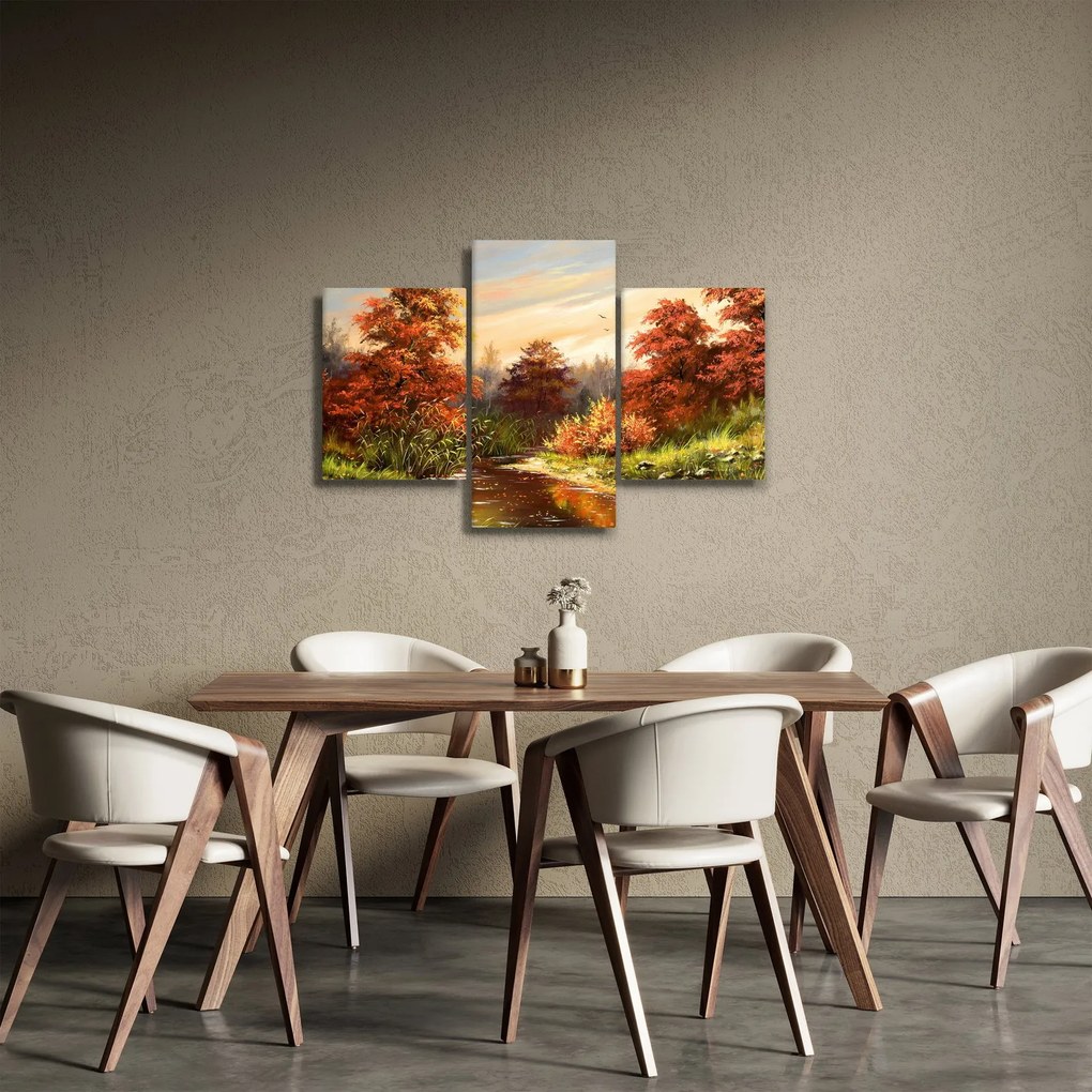 Obraz rieky v jesennej krajine, olejomaľba (90x60 cm)