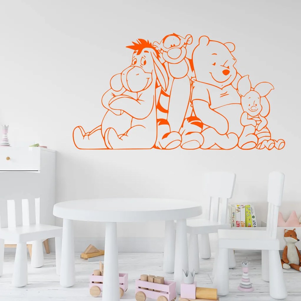 Veselá Stena Samolepka Macko Pú a kamaráti Farba: černá, Veľkosť: 100 x 55 cm