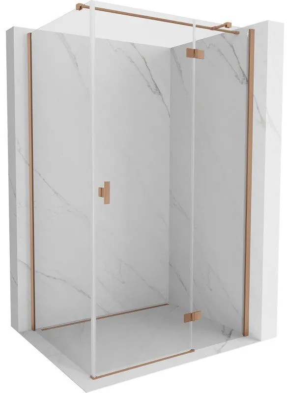 Mexen Mist H T, sprchový kút s výklopnými dverami pravý 115 x 95 cm, číre sklo, medená matná, 8A5T-115-095-65-00-P