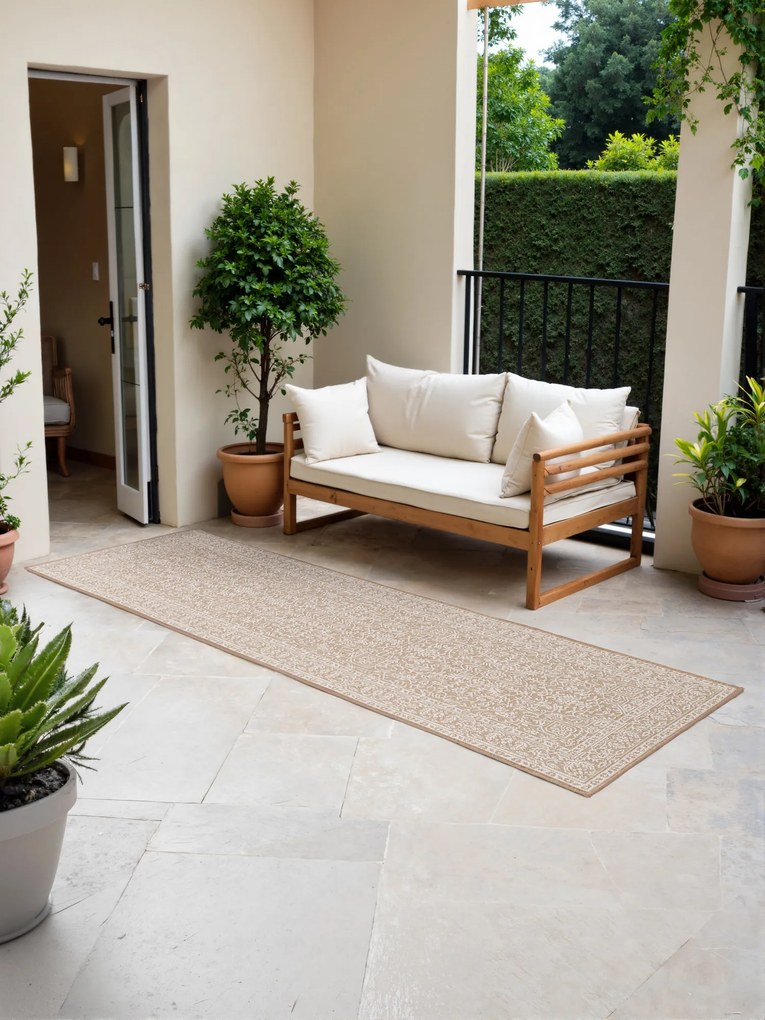 NORTHRUGS, Behúň Duet Kona 106250 Beige/White - na von aj na doma, 80x250, béžová, chodba / predsieň