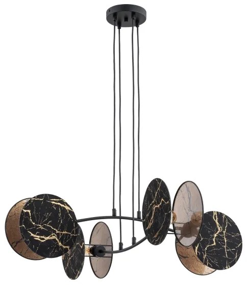 Luster na lanku MOTIF 4xE27/15W/230V čierna/zlatá