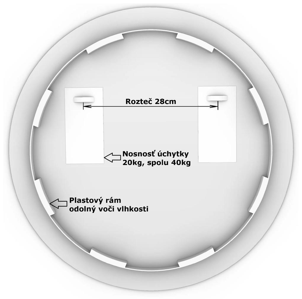 LED zrkadlo okrúhle Romantico ⌀60cm teplá biela - diaľkový ovládač Farba diaľkového ovládača: Biela