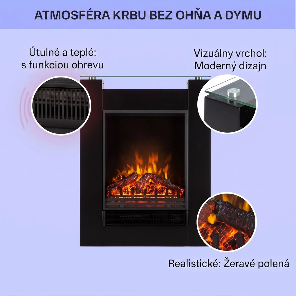 Klarstein Studio-5, elektrický krb, teplovzdušný ventilátor, 900/1800 W, diaľkové ovládanie, čierny