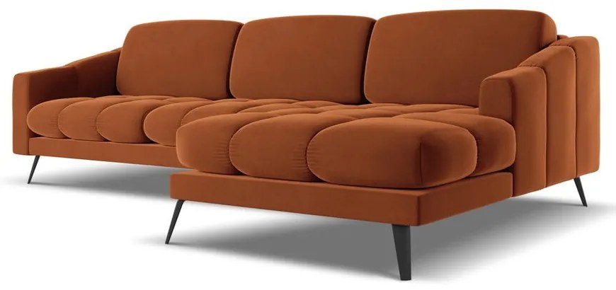 Oranžová zamatová rohová pohovka (pravý roh) Nalu – Makamii