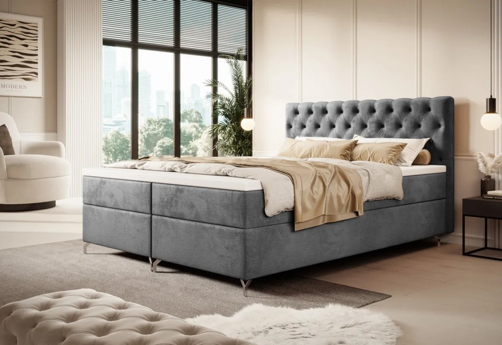 Čalúnená posteľ boxspring FESTER 2 - monolith 92 / 180x200