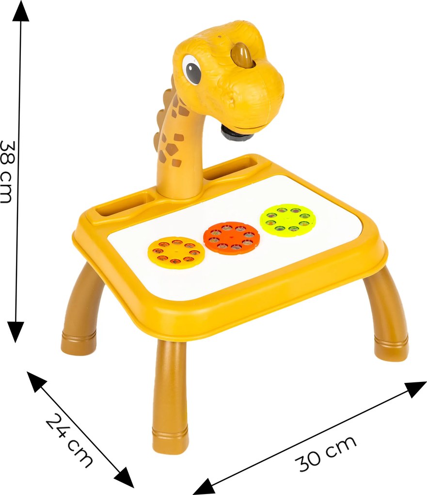 MULTISTORE Projektor na kreslenie pre deti od 3 rokov s dinosaurom, 24 vzorov, 12 farebných fixiek