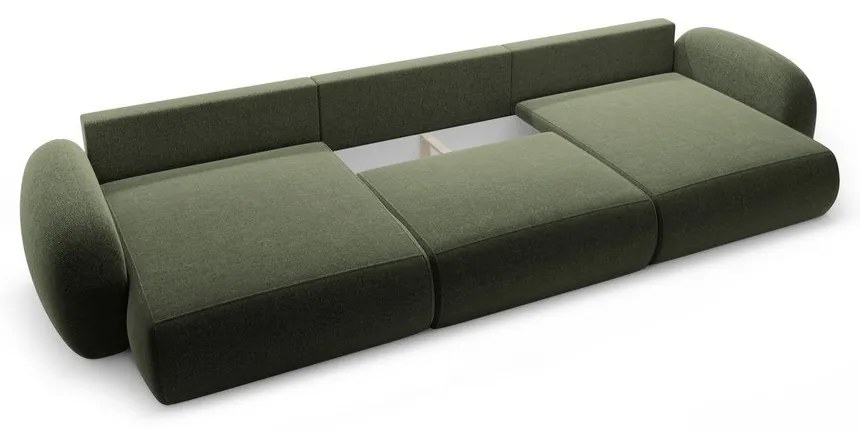 Zelená ženilková rozkladacia/s úložným priestorom rohová pohovka (do tvaru "U") Tonale – Cosmopolitan Design