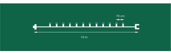 Rozšíriteľná vonkajšia LED reťaz CONE FILAMENT 20xE10 14m farebná/teplá biela IP44
