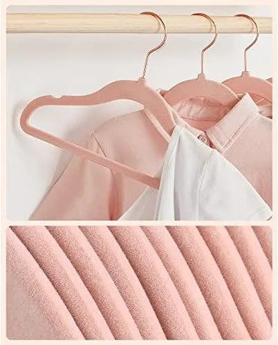 Vešiaky pre deti, Balenie 50 ks detských zamatových vešiakov, 30 x 0,5 x 20,5 cm, svetloružové