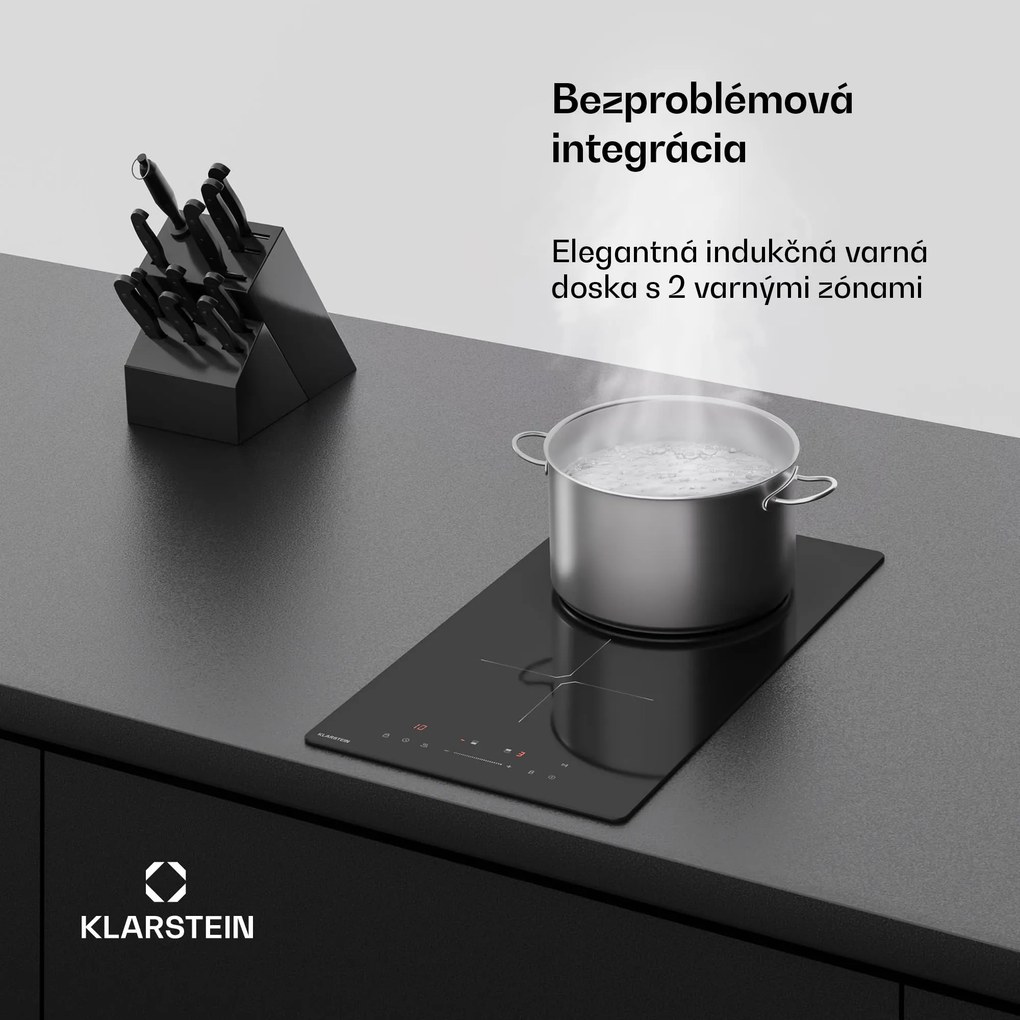Klarstein PowerGlide indukčná varná doska | Moderná, kompaktná a výkonná | 2 varné zóny | 3500 W | 30 cm