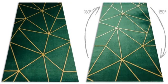 Koberec EMERALD exkluzívny 1013 glamour, styl geometrický fľaškovo zelený / zlatý