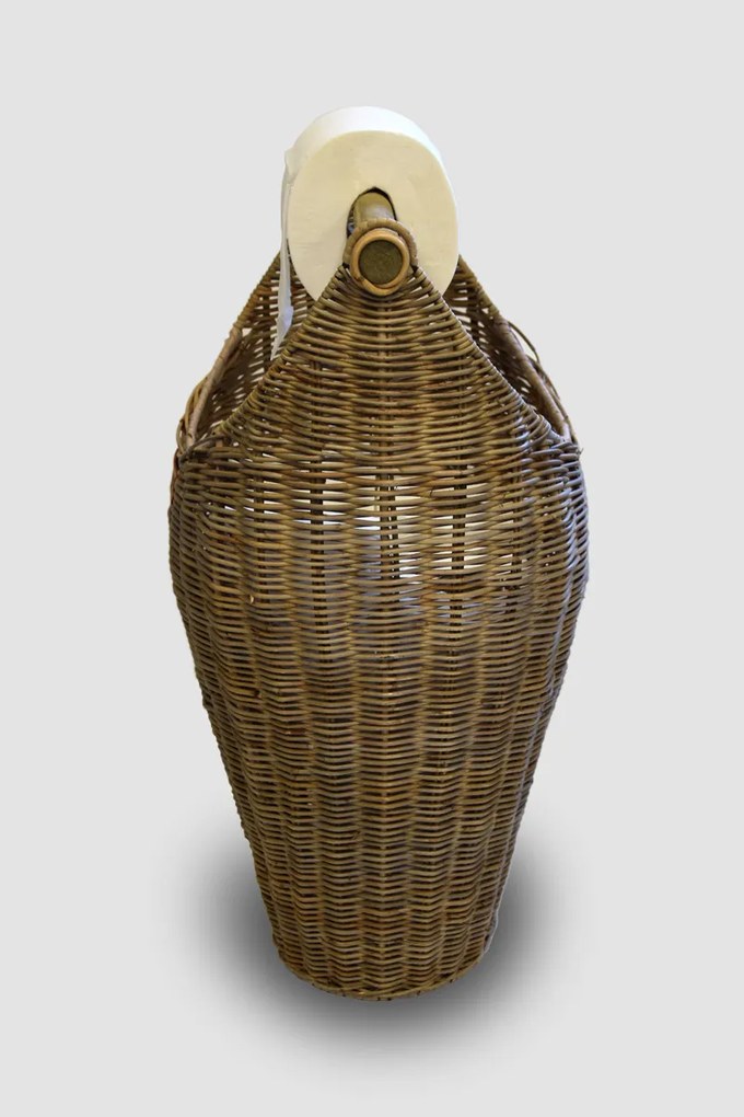Ratanový kôš s držiakom na toaletný papier, sivý - 33 x 27 x 45 cm