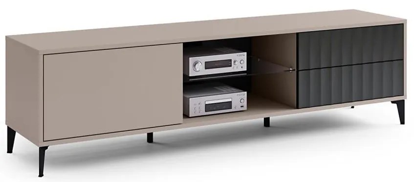 Televízny stolík so zásuvkami RONJA taupe/čierna