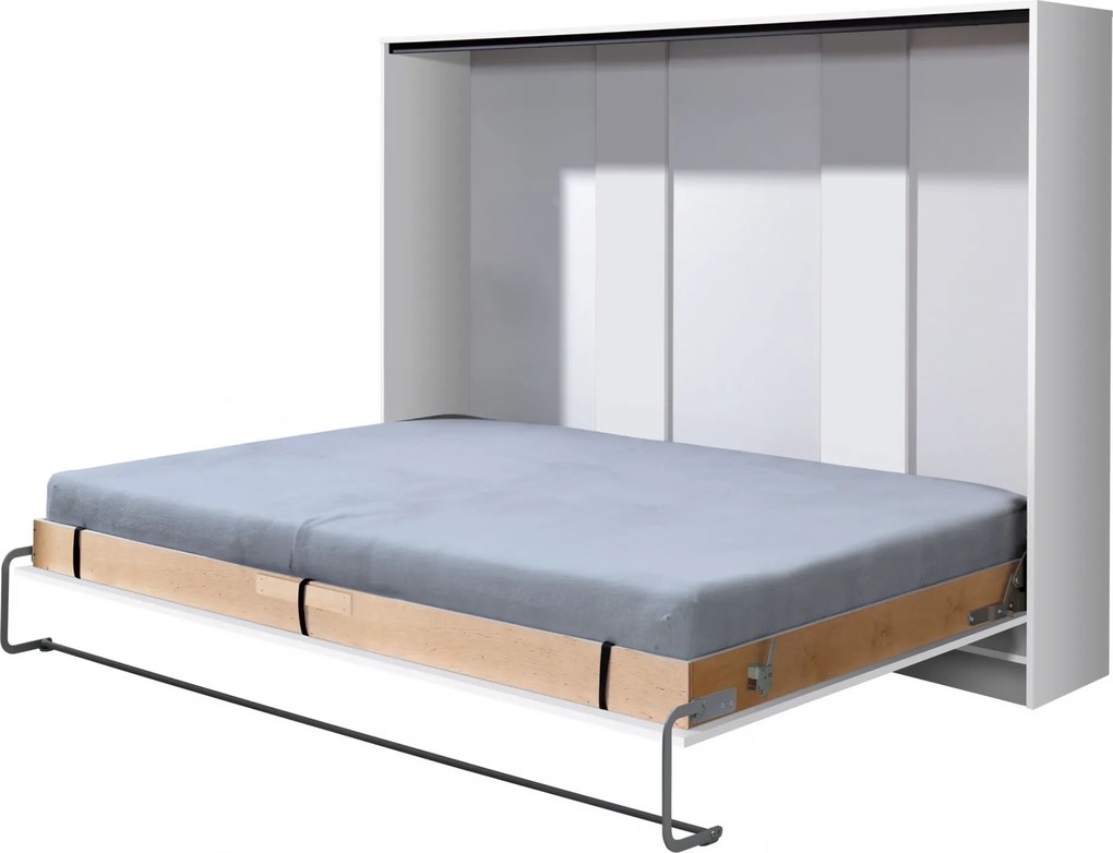 Sklápacia posteľ Basic horizontálna - 90x200 cm - biely lesk