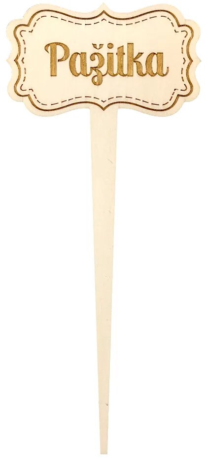 AMADEA Drevený zápich - ceduľka na bylinky Pažítka, výška 20 cm, český výrobok