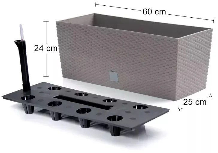 Samozavlažovací plastový kvetináč DRTC600 60 cm - mocca