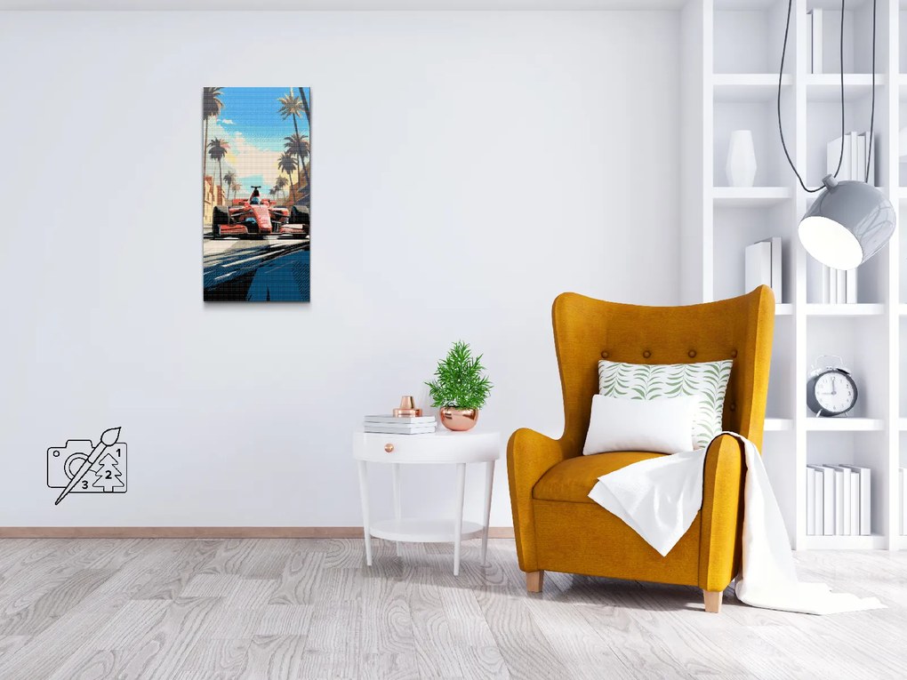 Gario Diamantové maľovanie Červená formula Rozmery: 40 x 80 cm, Rámovanie: Iba zrolované plátno, Diamanty: Štvorcové