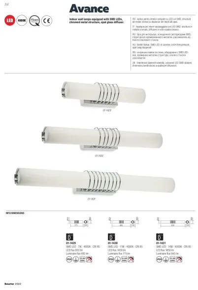 Redo 01-1431 - LED Nástenné svietidlo AVANCE LED/14W/230V 63 cm biela