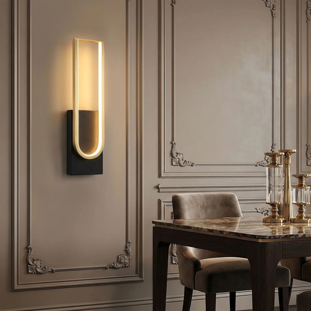 Toolight Toolight, LED nástenné svietidlo 10W, 4000K, APP1782-W, zlatá matná-čierna, OSW-06359