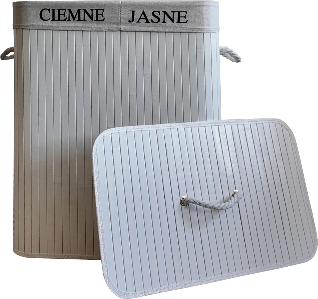 TRENDIE Bambusový kôš na prádlo 100l biely + DARČEK