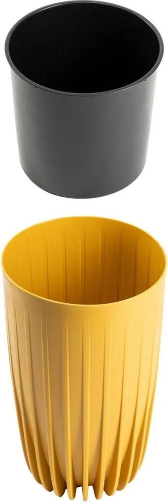 PLASTOVÝ KVETINÁČ STRIPPED 25X42 CM HORČICOVÁ