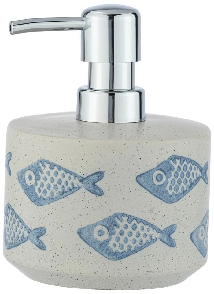 Modro-biely keramický dávkovač na mydlo Wenko Aquamarin, 475 ml