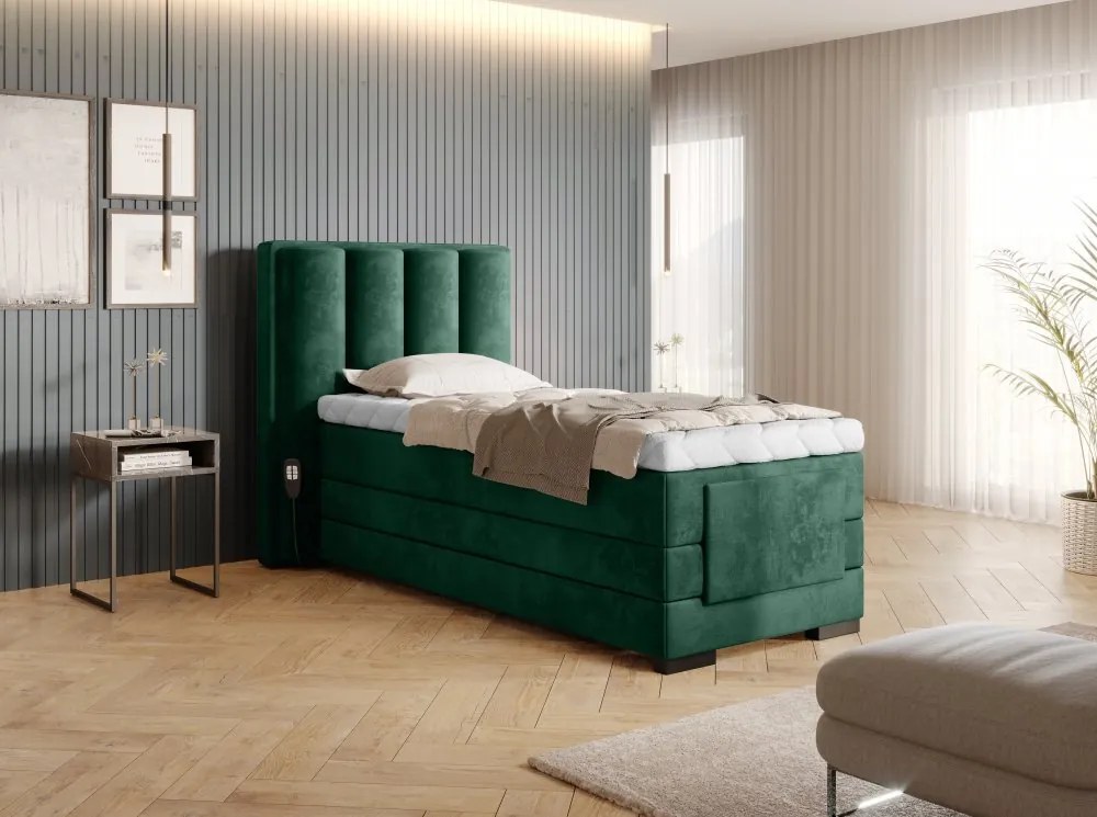 Elektrická polohovacia boxspringová posteľ VERONA Eltap Lukso 35 - tmavo zelená