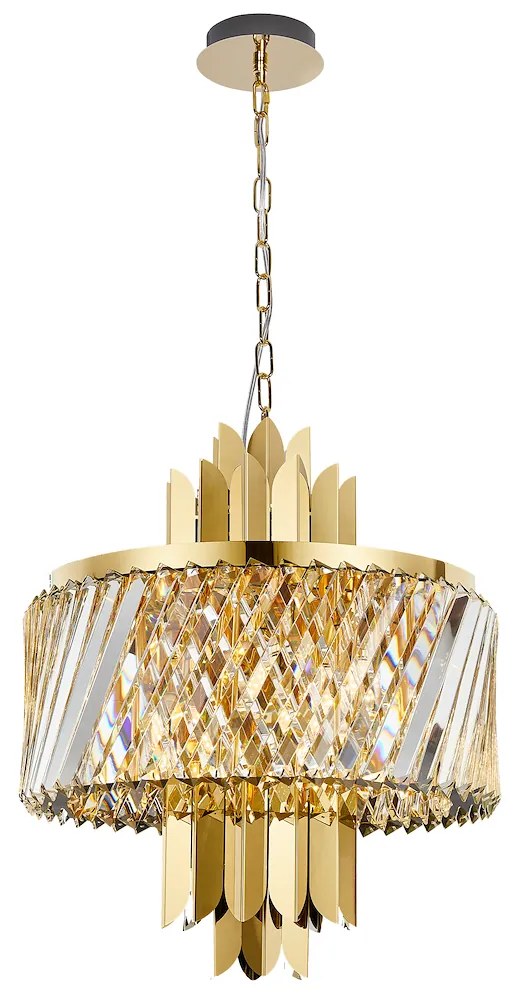 EUlight Luster Margot, 1x krištáľové/zlaté kovové tienidlo, (fi 43cm), g