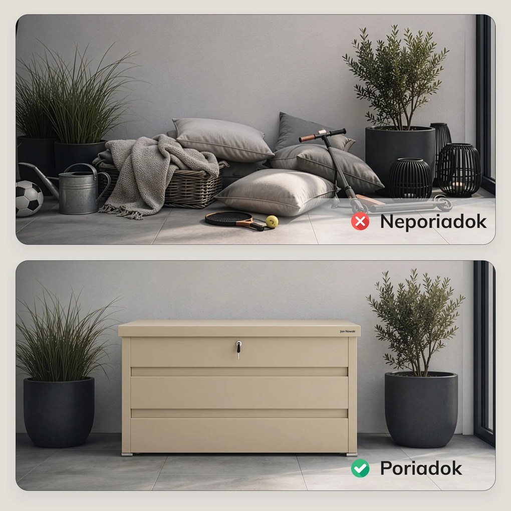 Veľký záhradný a balkónový box béžový: CARRIE 1190 x 520 x 587 mm