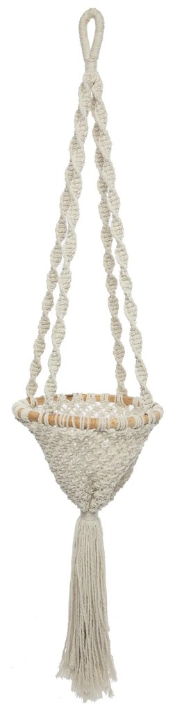 BAZAR BIZAR The Twisted Macrame Plant Holder - Natural White - L závesná dekorácia