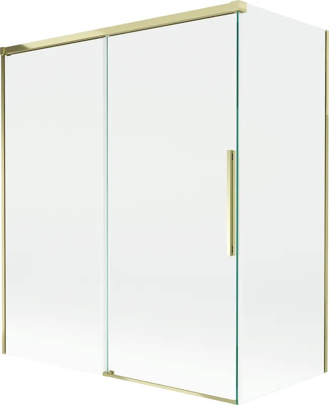 Mexen Rox, 2-krídlová posuvná vaňová zástena 140 + 70 x 150 cm, 8mm číre sklo, zlatý lesklý profil, 8C9-140-070-50-00