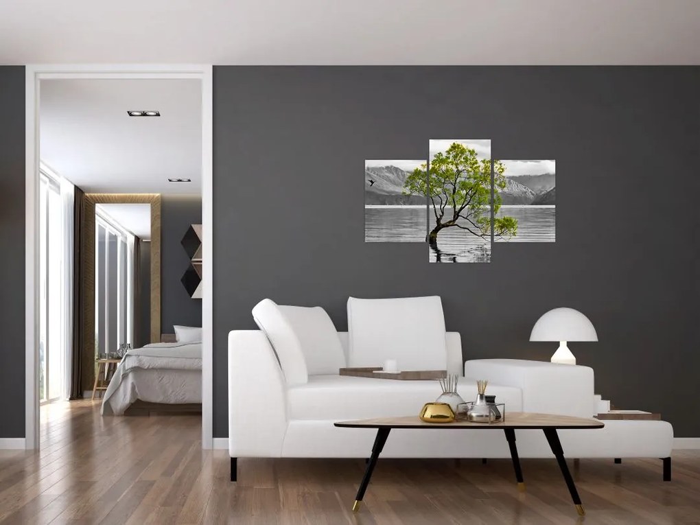Obraz stromu uprostred jazera (90x60 cm)