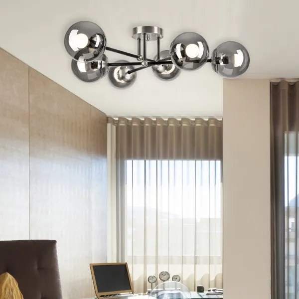 Prisadený luster MALENA 6xE14/5W/230V matný chróm/dymová