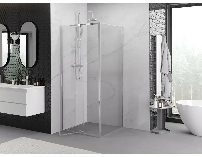 Mexen Exo, sprchovací kút s krídlovými dverami 100 x 100 cm, 6mm číre sklo, chrómový profil, 819-100-100-01-00