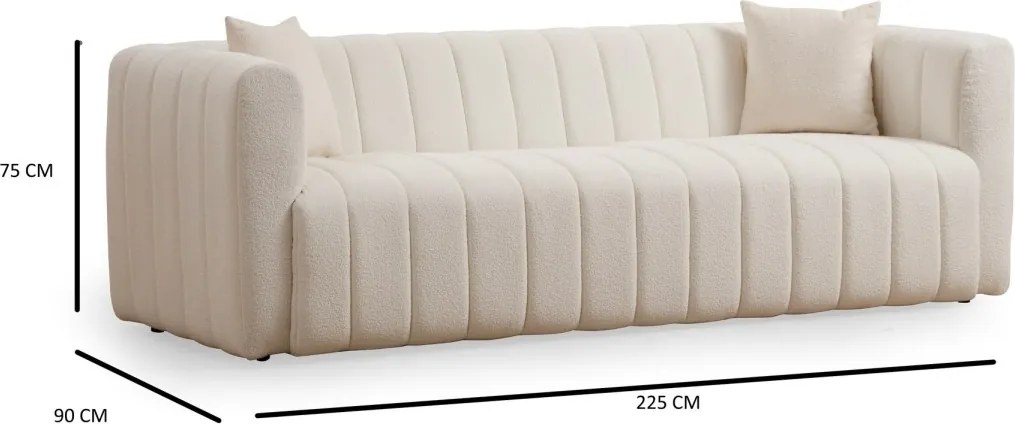 Trojmiestna pohovka Royal 225 cm boucle krémová