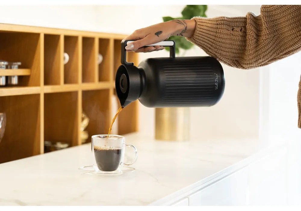 Matne čierna termoska 1 l Lungo – Vialli Design