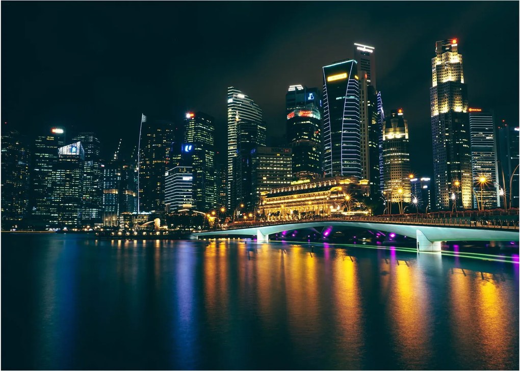 Obraz nočného Singapuru (70x50 cm)
