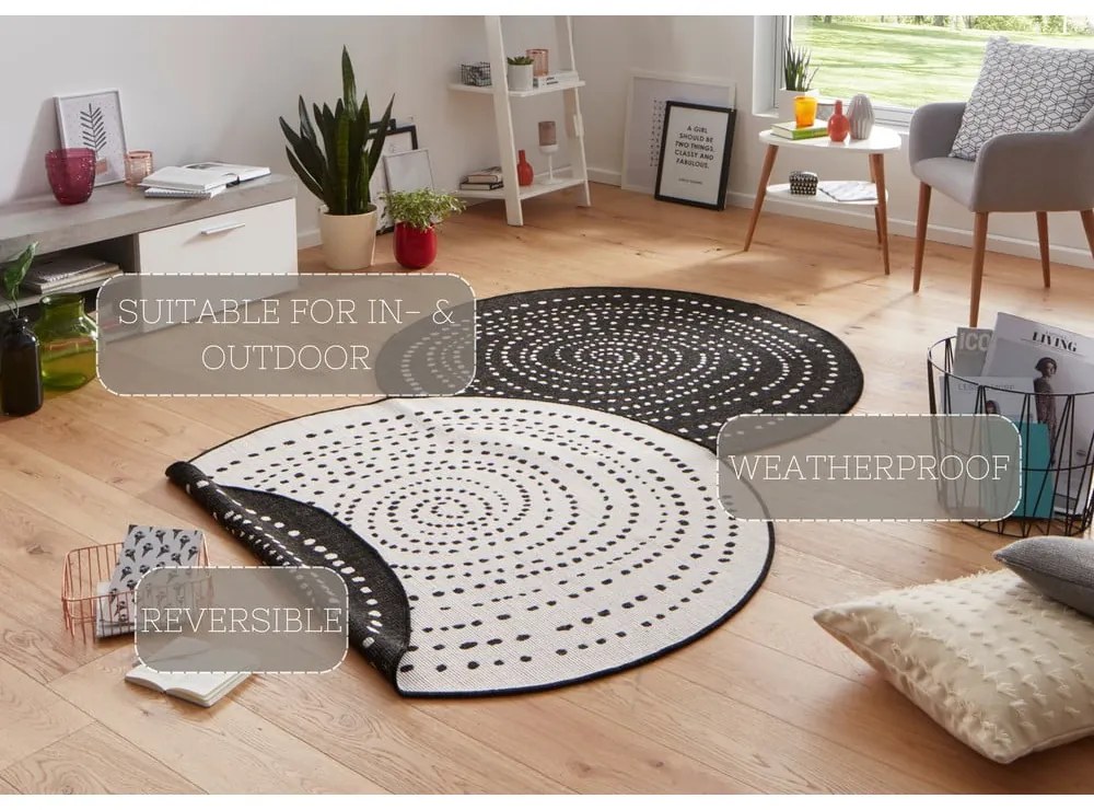 Čierny vonkajší koberec NORTHRUGS Bali, ø 200 cm