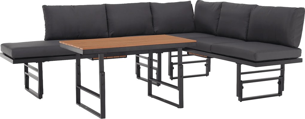 Záhradný set, čierna/tmavosivá/prírodná, ILARIA