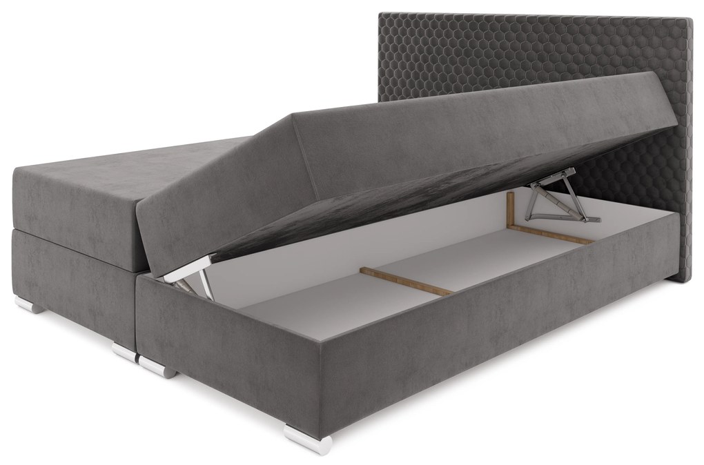 Manželská posteľ Boxspring 140 cm Harlan Comfort (tmavosivá) (s roštom, matracom a úl. priestorom). Vlastná spoľahlivá doprava až k Vám domov. 1055989